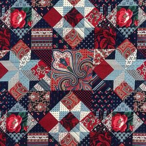 1 yd VIP Cranston Red Blue Patriotic Paisley Star Cheater Quilt Cotton Fabric